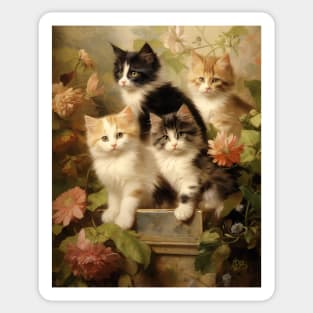 Kittens & Flowers Sticker
